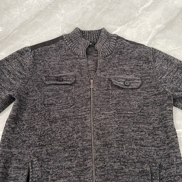 Men’s Apt. 9 Full Zipper Long Sleeve Cotton Sweater With Button Pockets Large - Picture 2 of 16